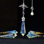 新款 灵摆吊坠蓝雾水晶复古黄熔炼石项链情侣饰品男女