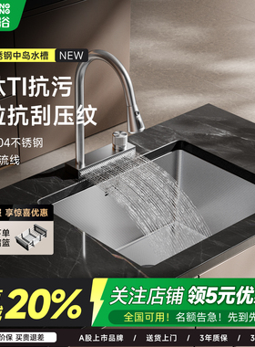 东鹏304不锈钢单槽加厚吧台岛台黑色纳米厨房洗菜盆小号水槽台下