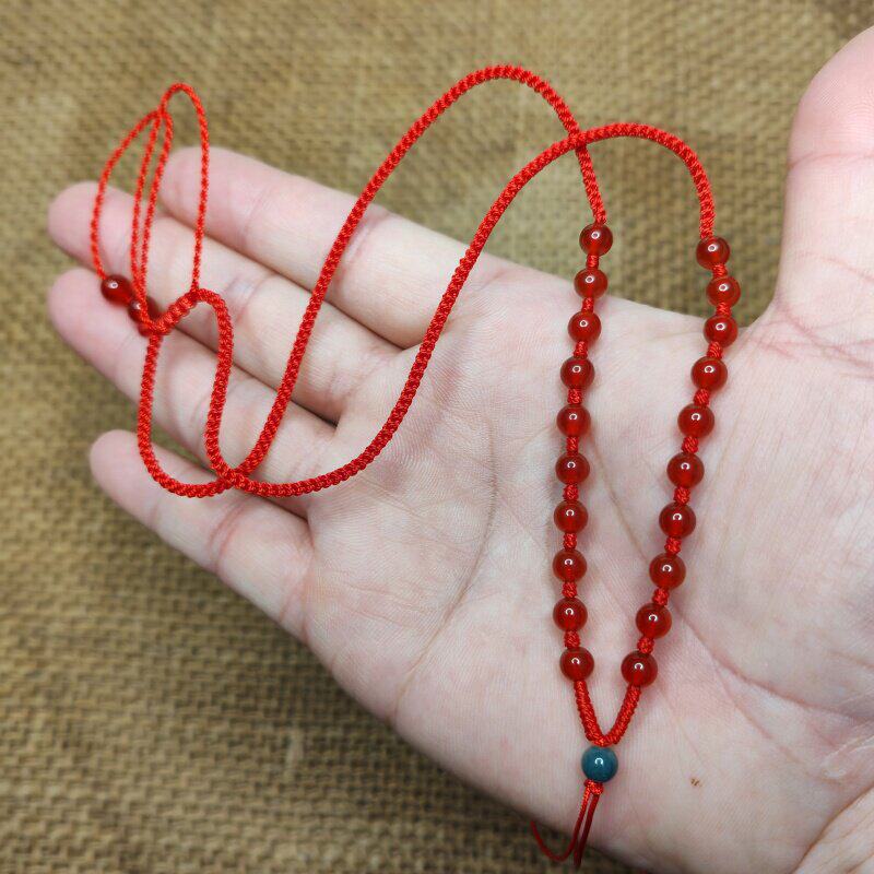 红玛瑙手工编织项链绳本命年翡翠玉佩观音佛牌貔貅吊坠挂绳可调节