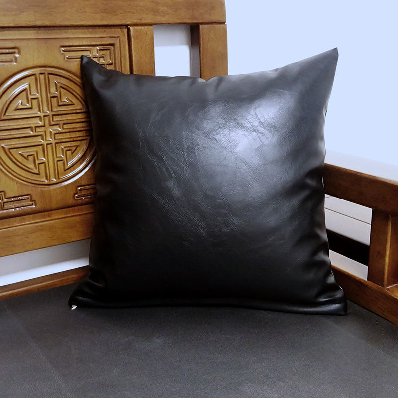 亮面PU仿真皮油蜡皮可定做皮沙发靠背抱枕靠垫套腰枕高弹珍珠棉芯