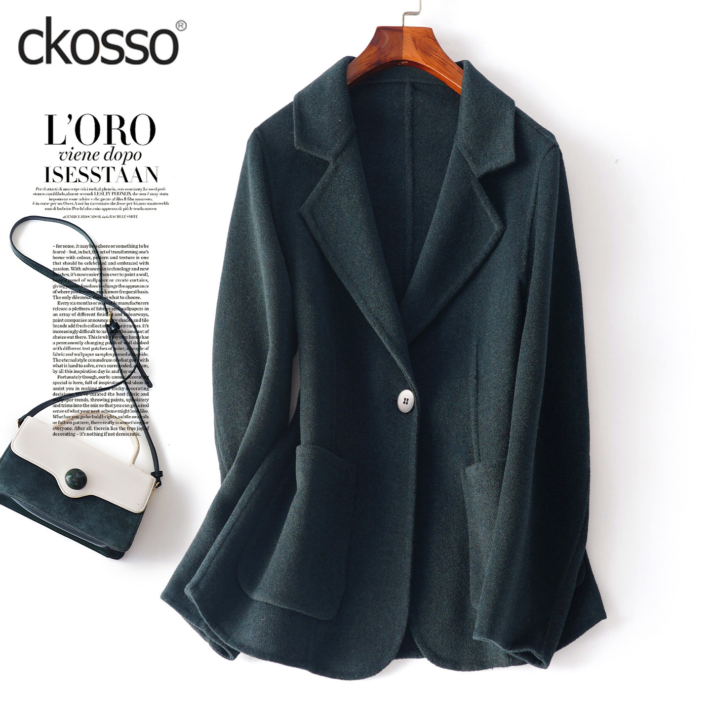 加大码西装外套女短款通勤气质双面绒大衣2026春秋新款羊毛呢西服