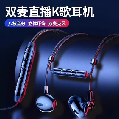 铂迈K5B双麦风K歌录音有线耳机