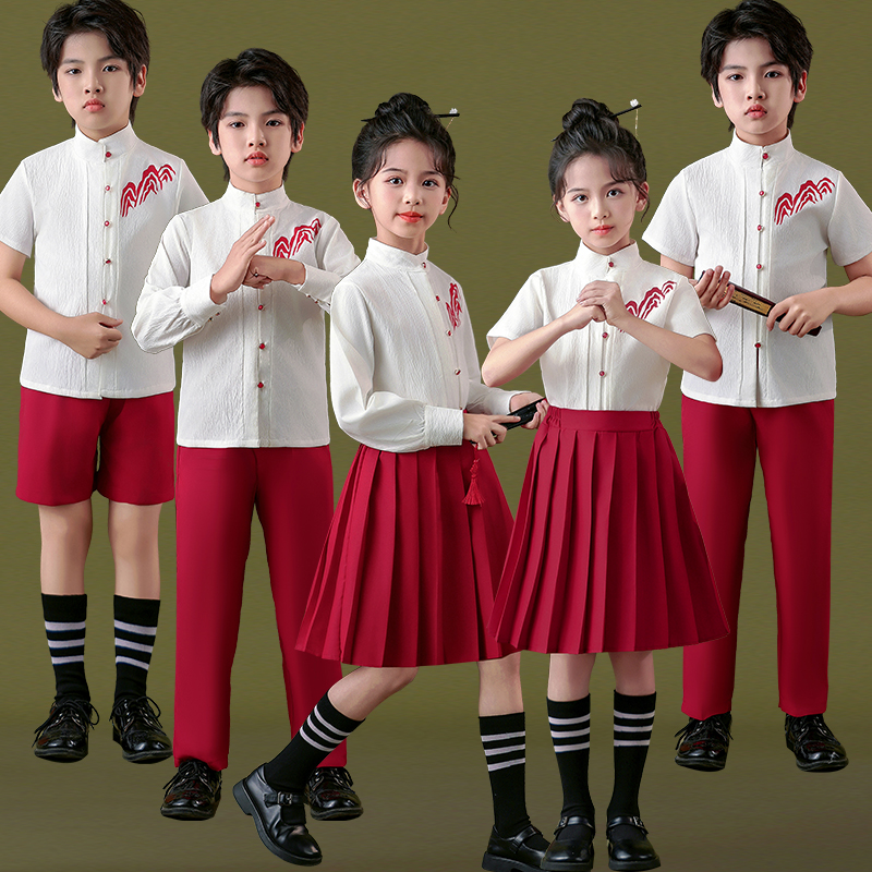 儿童合唱演出服班服小学生新中式国风朗诵幼儿园毕业照演出服班服