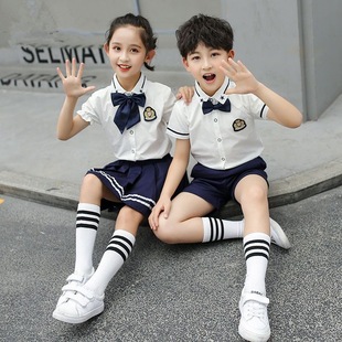 幼儿园园服大班毕业服夏季 校服英伦风儿童班服 纯棉套装 小学生夏装