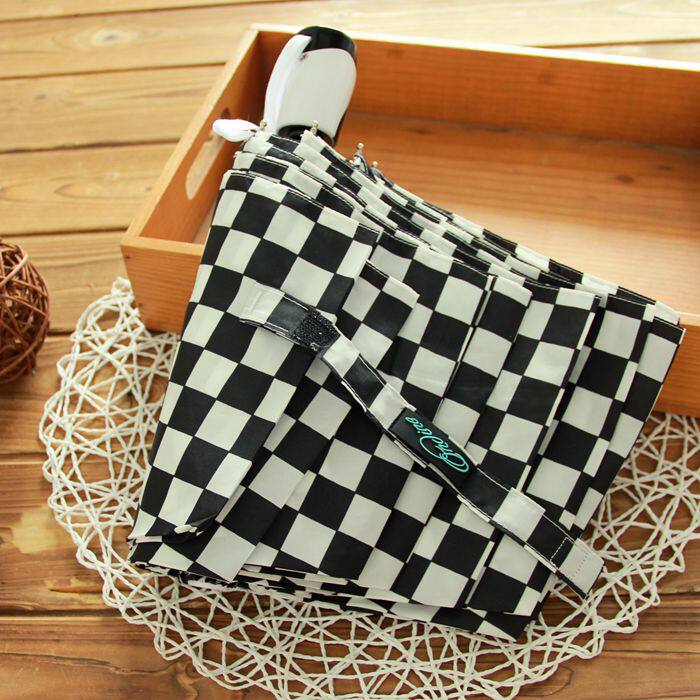 日单高档个性创意伞男女通用情侣晴雨伞经典黑白格子自动伞学生伞