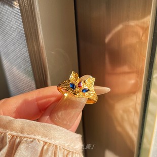 九尾狐戒指女2025新款招桃花S925银开口可调节戒显手白送女友闺蜜