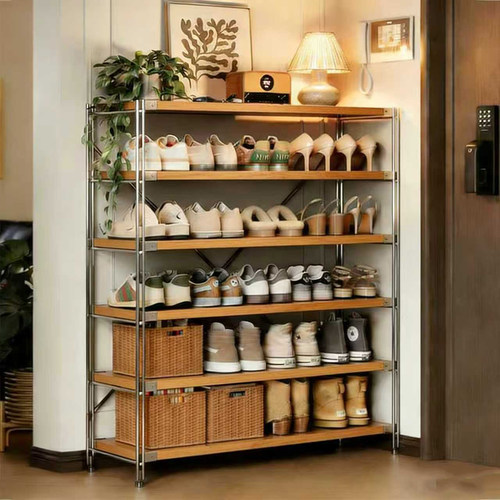家用多层鞋架小户型玄关置物架出租房宿舍门口中古风鞋柜收纳架