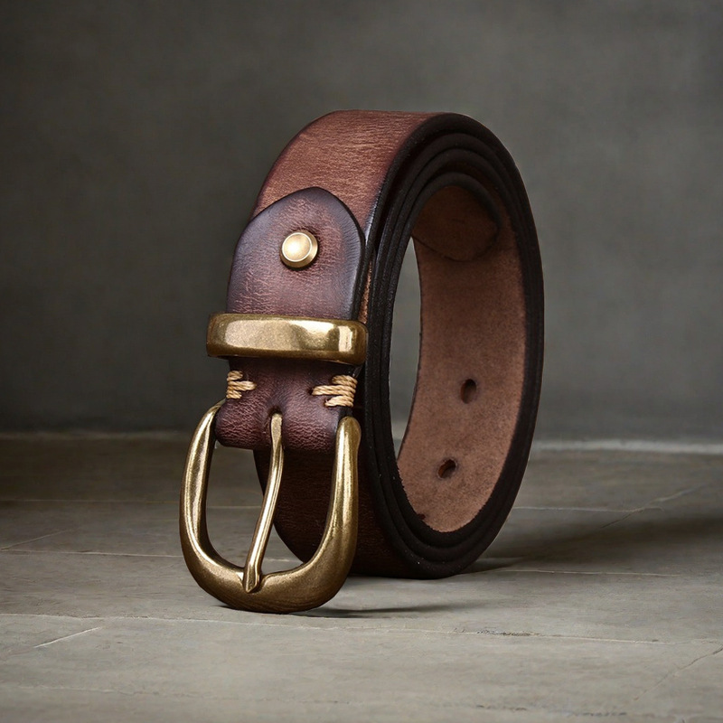 皮带男款真皮软头层纯牛皮男士休闲牛仔裤腰带铜马蹄针扣年轻人