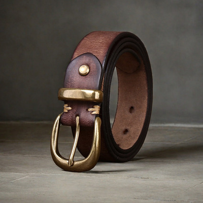 皮带男款真皮软头层纯牛皮男士休闲牛仔裤腰带铜马蹄针扣年轻人