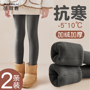 女童打底裤加绒加厚秋冬灰色女孩打底袜外穿配裙子冬季儿童连裤袜