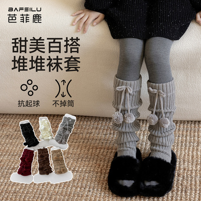 堆堆袜女童2025新款冬配鲨鱼裤炸街洋气小女孩灰色小腿袜儿童袜套