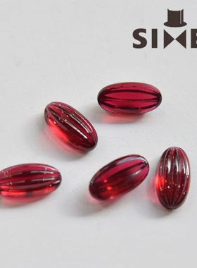 进口古董肌理琉璃马眼形酒红】14x7mm宝石贴片手作首饰饰品配件