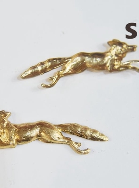 美国进口纯铜奔跑的狐狸【动物】形象装饰贴片diy饰品手工材料