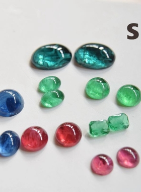 西德进口1960s云纹通透古董琉璃宝石贴片各种尺寸DIY手作配件【T2