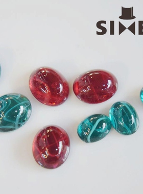 西德进口1960s云纹通透古董琉璃宝石贴片手作饰品配件【T2】