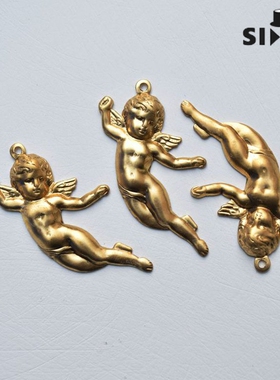 进口纯铜DIY饰品材料配件立体空心天使挂件丘比特挂件【人物】
