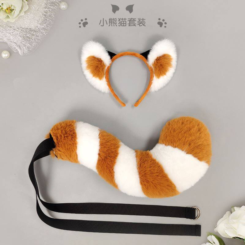 万圣动物头箍小熊猫发箍化妆舞会儿童表演道具小熊猫耳朵尾巴套装
