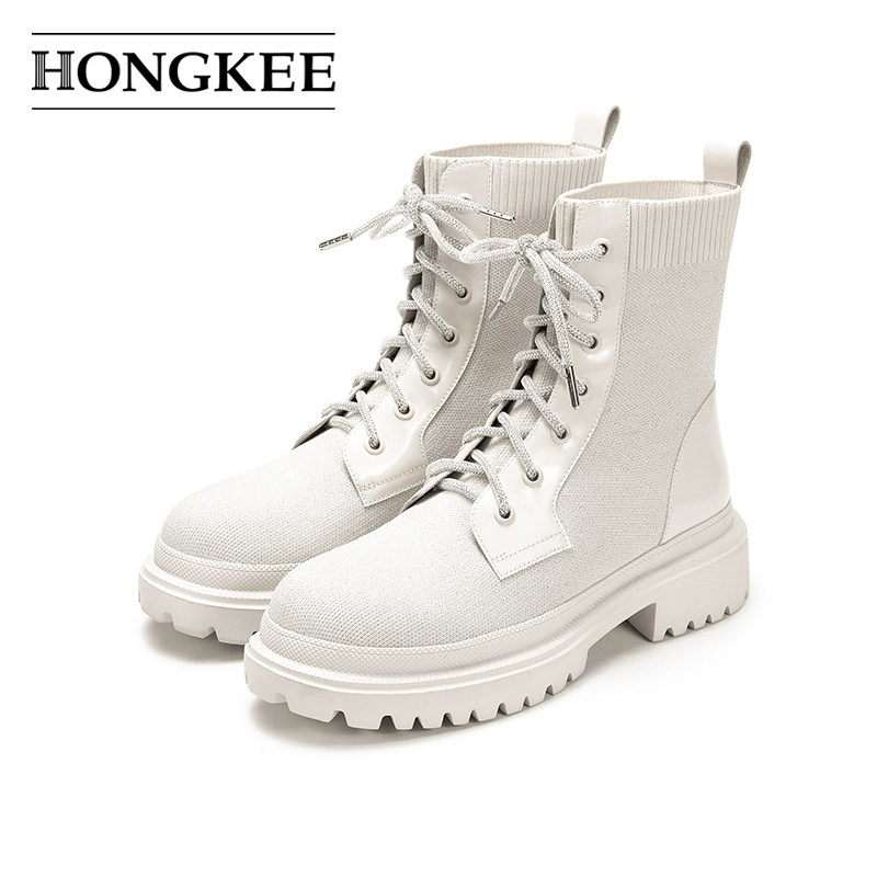 Hongkee/红科时尚系带短靴