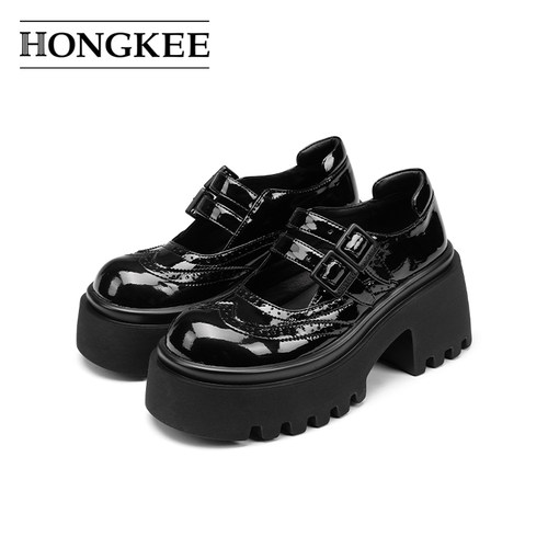 Hongkee/红科单鞋女秋季厚底学院风玛丽珍鞋子HD94D315