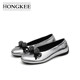 红科平底鞋 女春季 金色 Hongkee 银色圆头浅口单鞋 H615D100