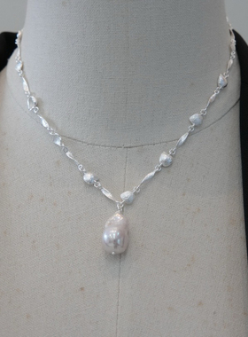 小众设计天然巴洛克珍珠项链女时尚气质百搭优雅知性复古风简约个