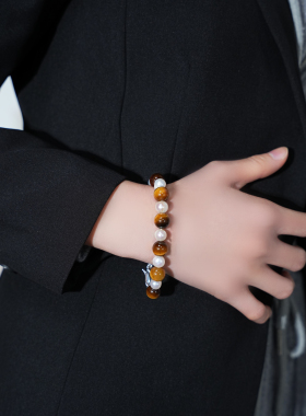 小众设计款天然虎眼石手链手串