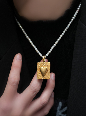 小众设计款珍珠爱心项链锁骨链