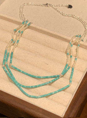 小众设计天然松石小米珠项链