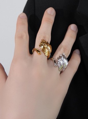 小众设计款羽毛镶钻戒指