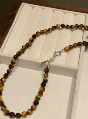 小众设计款虎眼石项链