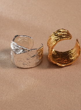 小众设计不规则波浪纹戒指