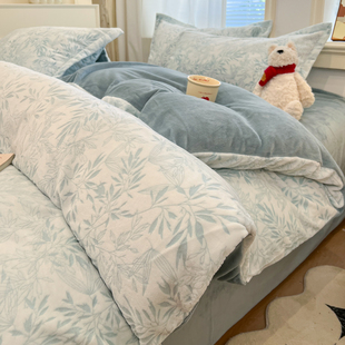 冬季 双面绒加厚珊瑚绒床单床笠被套床品 雕花牛奶绒床上四件套冬季