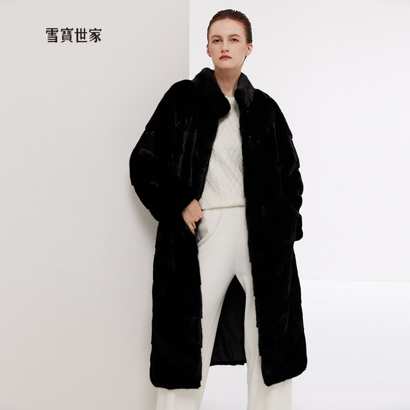 雪宝世家斜纹水貂皮草大衣