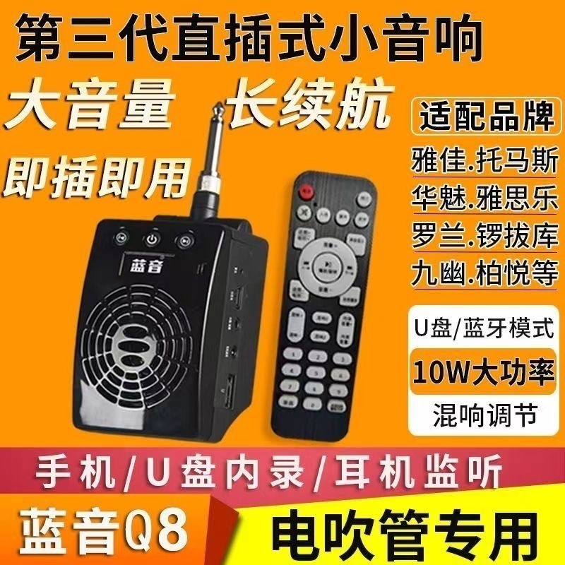 蓝音Q8电吹管直插式小音箱监听直播内录混响华魅雅佳罗兰乐器音响