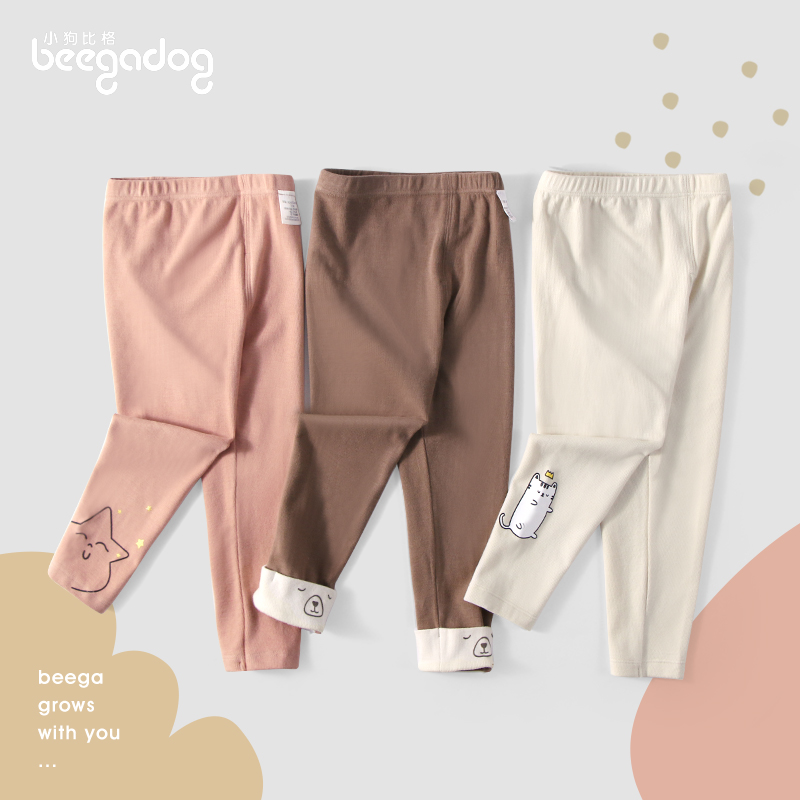 小狗比格罗纹弹力棉男女打底裤