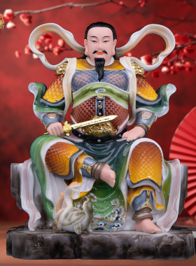 玄天上帝汉白玉真武大帝桌面摆件