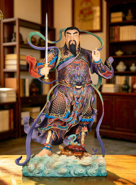 铜极彩真武大帝玄武供奉摆件