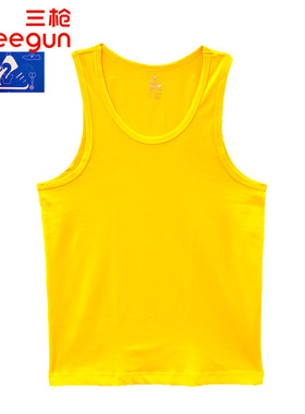 三枪背心男莱卡棉黄色打底本命年内衣无袖汗衫轻薄透气内搭上衣