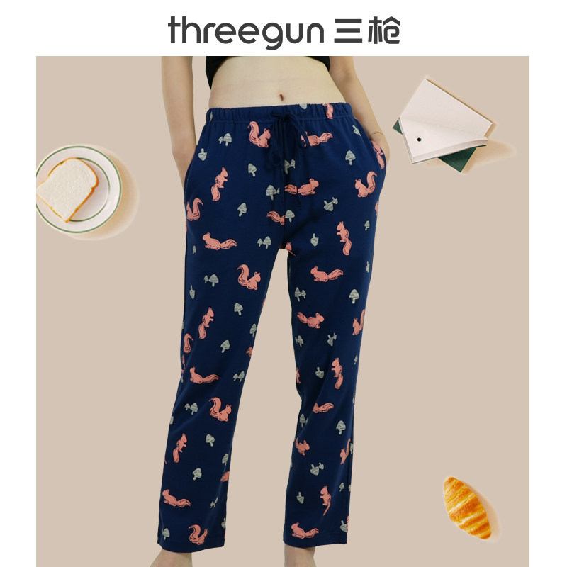三枪家居裤男女士休闲裤新疆棉纯棉中腰长款松紧舒适情侣家居棉裤 - 三枪西安专卖店出品