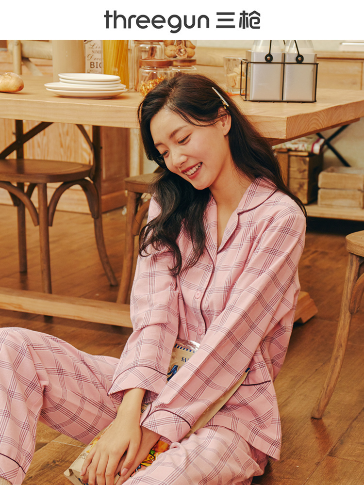 三枪家居服情侣纯棉秋冬加厚睡衣