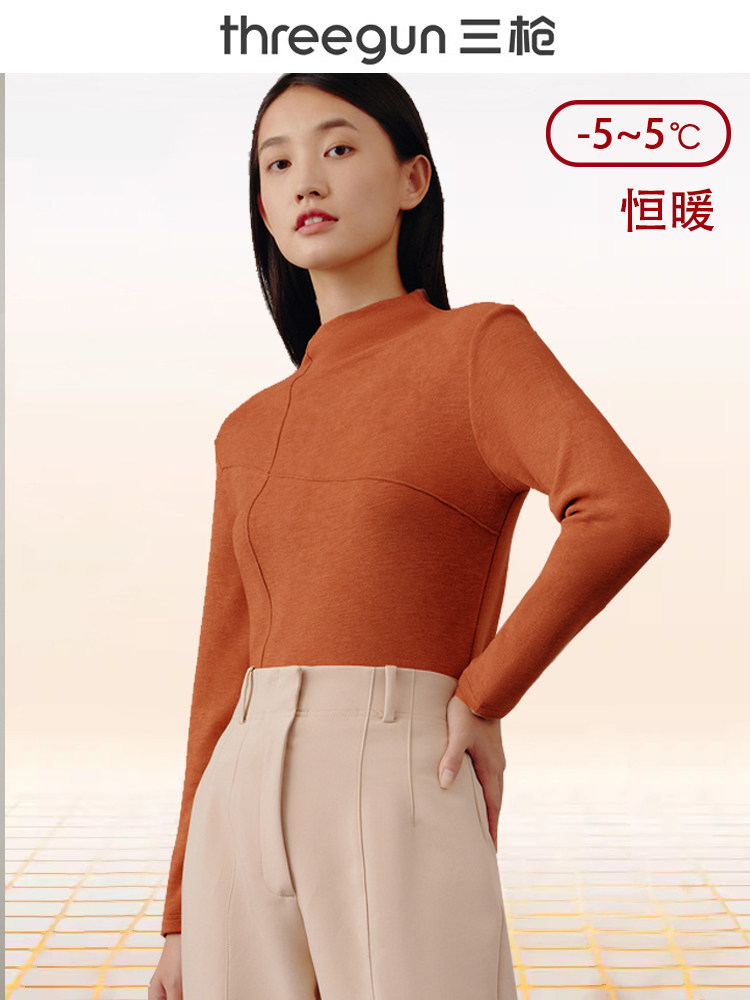 여성용 삼총하의 셔츠 고탄성 보온내의 양면 벨벳 반하이 칼라 이너웨어러블 스웨터 보온탄력