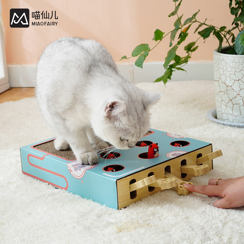 打地鼠猫玩具瓦楞纸猫抓板猫窝自嗨互动解闷网红逗猫玩具
