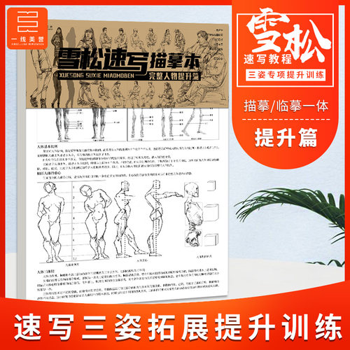 雪松速写描摹本 完整提升篇 浅印临摹三姿训练讲解详细 人体速写入门提升 美术学生培训教材书练习本 一线美誉