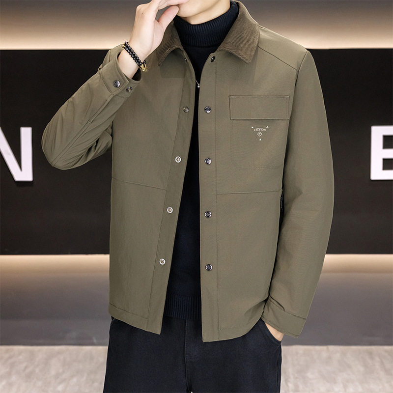 智快鱼官方旗舰店男装木三福羽绒服 259新款轻薄翻领夹克白鸭图片