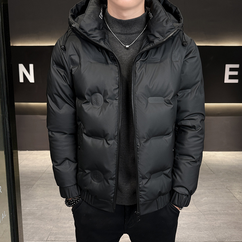 智快鱼旗舰官方店男装木三福羽绒服2025冬季新款短款连帽潮流帅气
