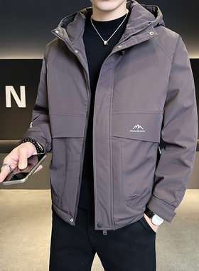 智快鱼官方旗舰店男装木三福2025秋冬加棉二棉外套冲锋衣工装夹克