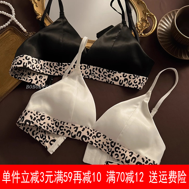 法式深V豹纹比基尼三角杯文胸夏