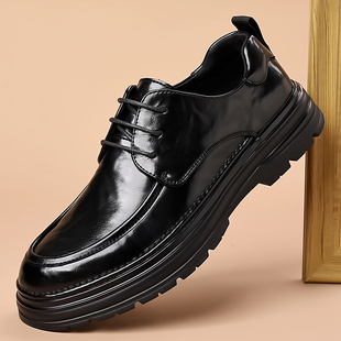 皮鞋男德比鞋黑色年轻软底男士正装商务增高休闲英伦2026新款男鞋