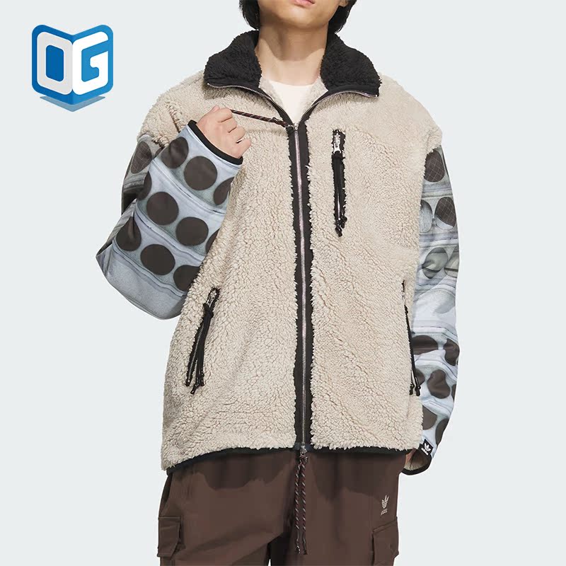 阿迪达斯加绒运动宽松夹克外套