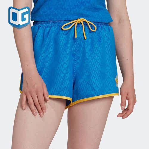 Adidas/阿迪达斯正品三叶草女子运动休闲透气暗纹印花短裤 IB2063